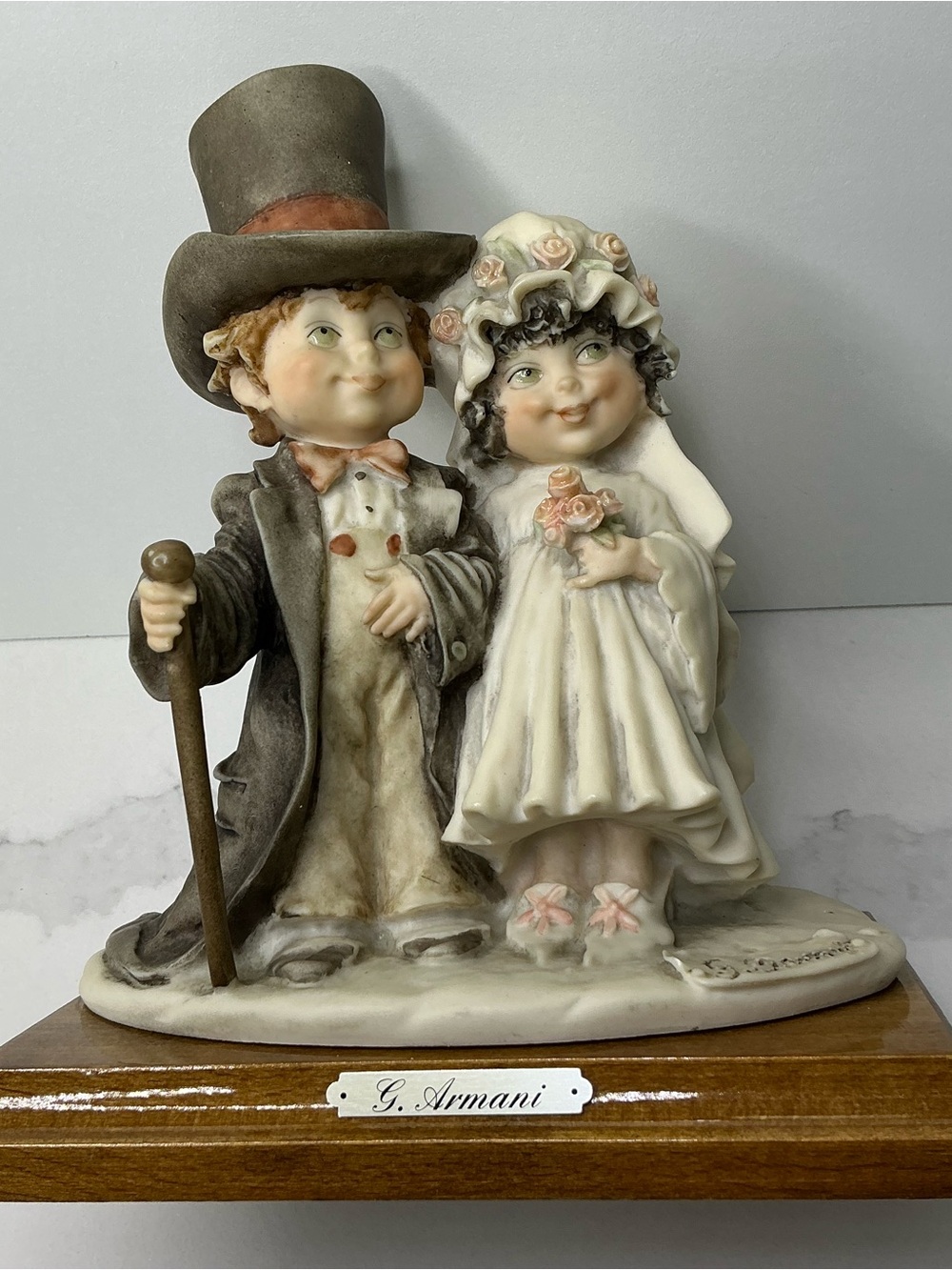 Gieseppe Armani Child's Play Bride & Groom/Wedding Figurine/Sculpture! 8.5" x 8"